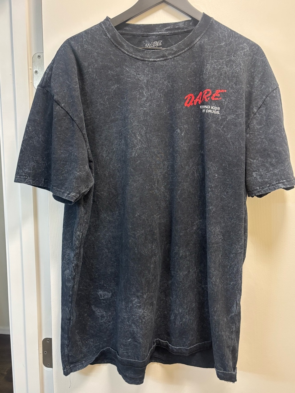 DARE Logo Mineral-Wash Black Short-Sleeve Tee for Men